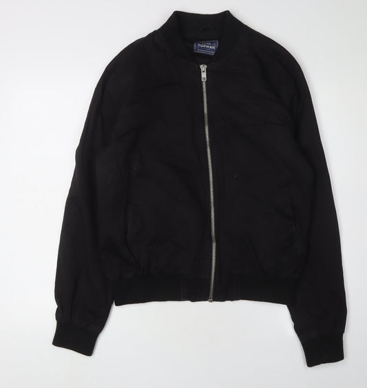 Mens UK Size M Topman Black Bomber Jacket
