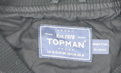 Mens UK Size M Topman Black Bomber Jacket