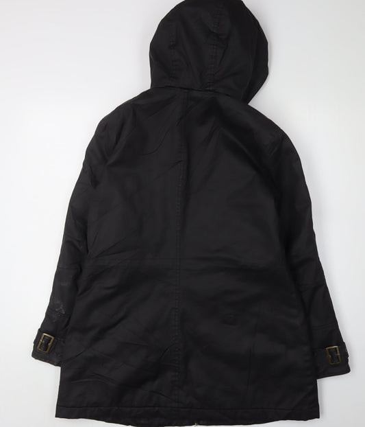 Denim Co. Women's Black Hooded Parka Jacket Size 14