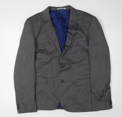 Easy Men's Grey Slim Fit Blazer, Large