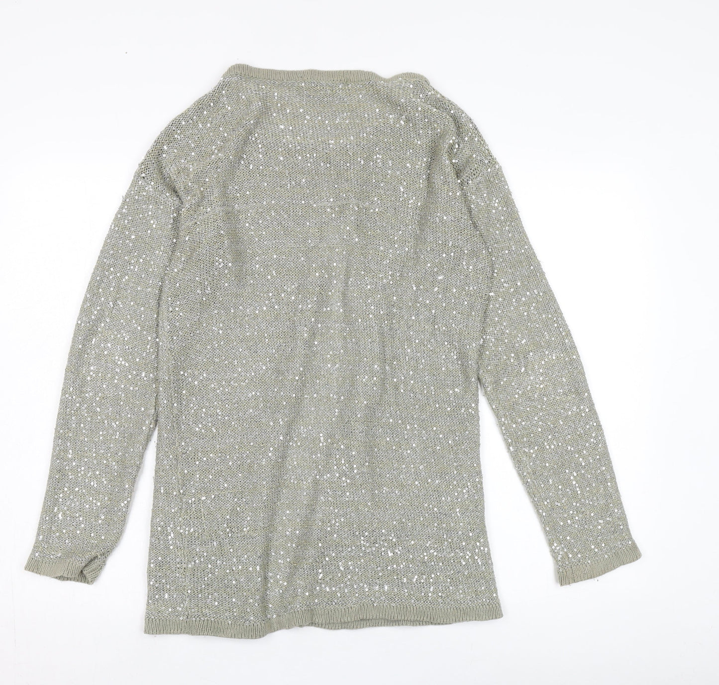 Womens UK Size 14 Mango Silver Cardigan Jumper