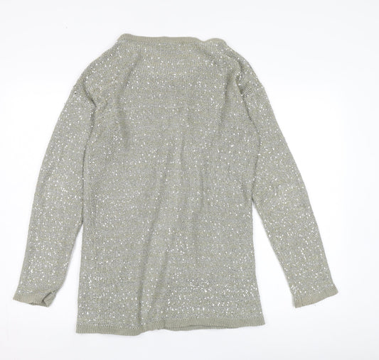Womens UK Size 14 Mango Silver Cardigan Jumper