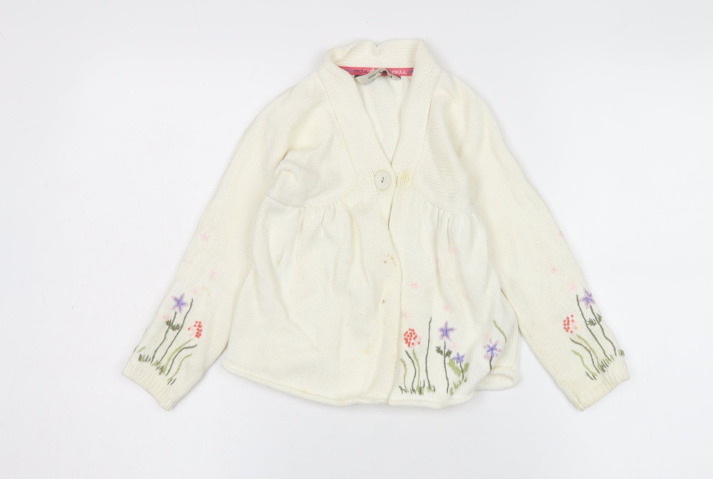 Rocha John Rocha Girls Ivory Floral Cardigan 6 Years