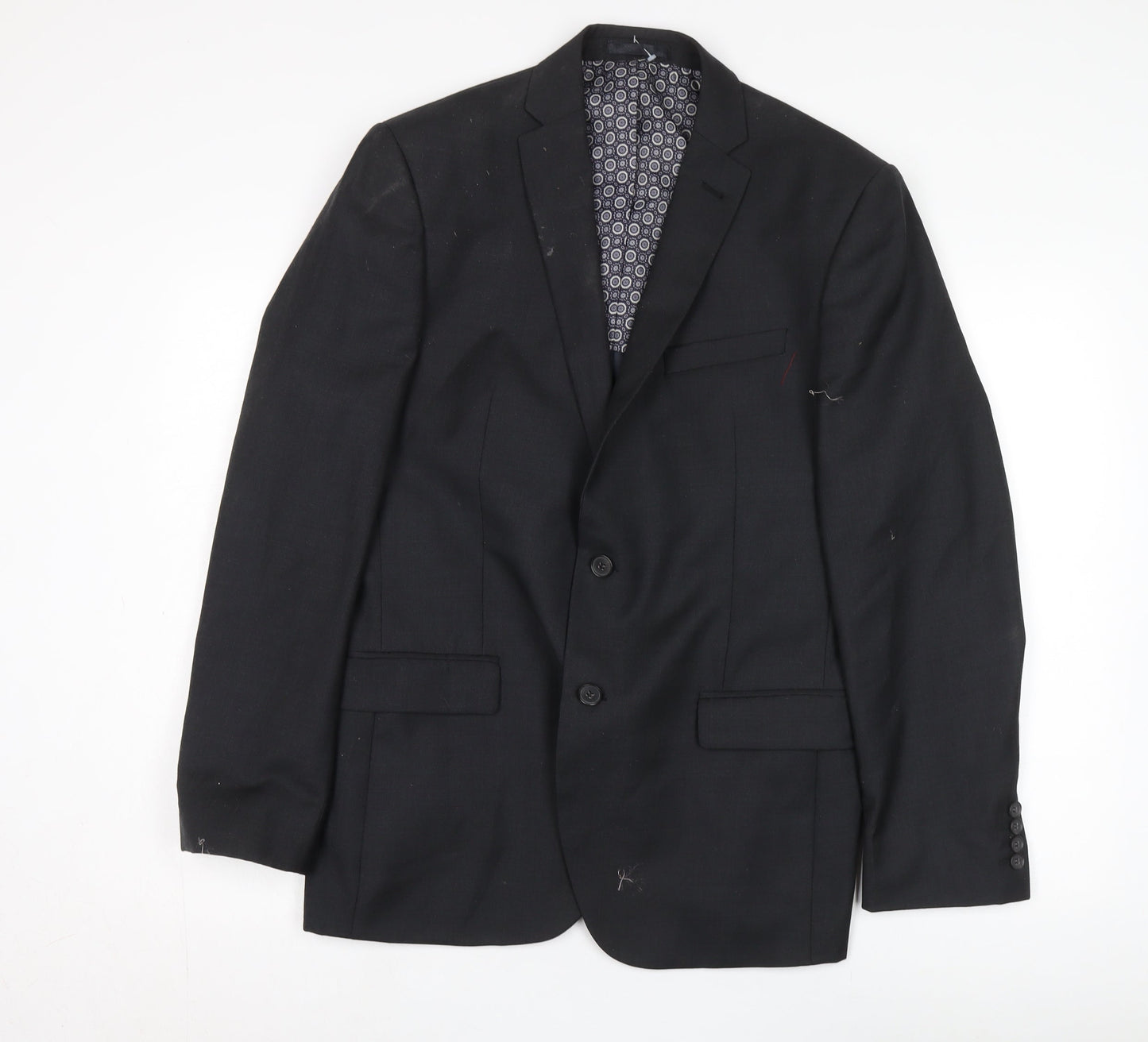 Mens UK Size 40 Racing Green Regular Black Suit Jacket