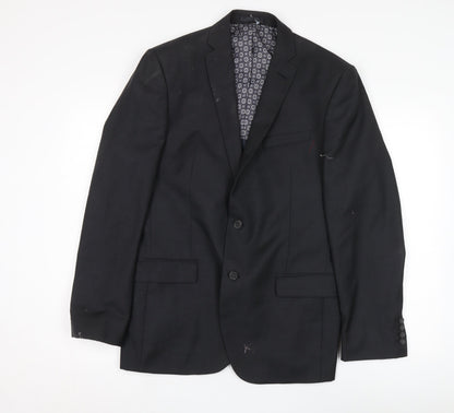 Mens UK Size 40 Racing Green Regular Black Suit Jacket