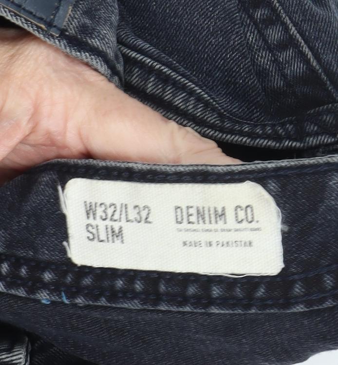 Denim Co. Men's Black Slim Jeans, Size M, 32W32L