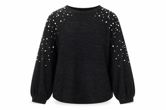 Front view of Papaya Women's Black Beaded jumper, size 12