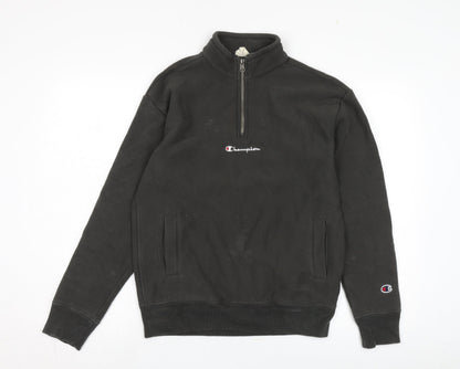 Mens UK Size XS Champion Black 1/4 Zip Sweatshirt