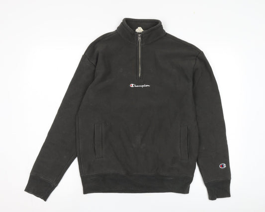 Mens UK Size XS Champion Black 1/4 Zip Sweatshirt