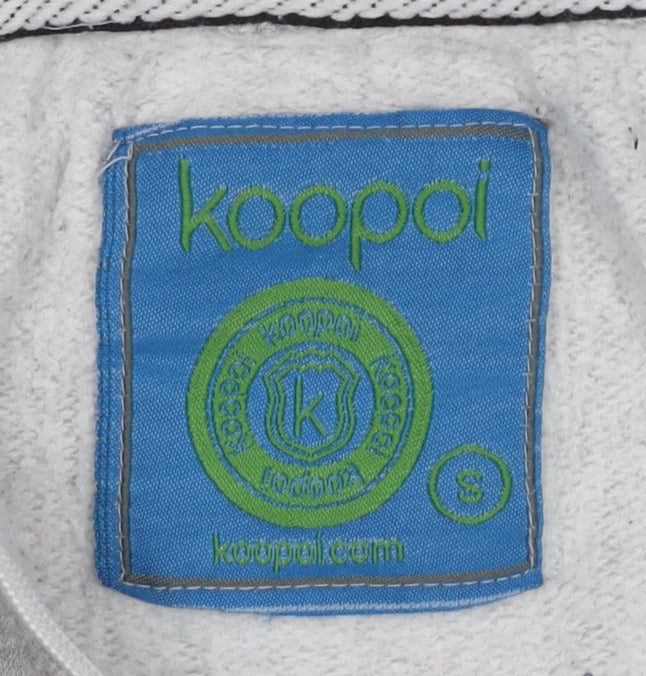 Koopoi Men's Grey Full Zip Hoodie - Size S, Hooded with Pockets