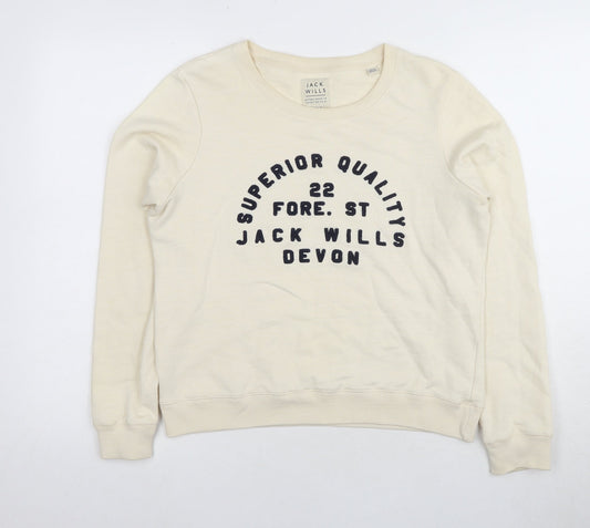 Womens UK Size 10 Jack Wills Ivory Pullover Sweatshirt