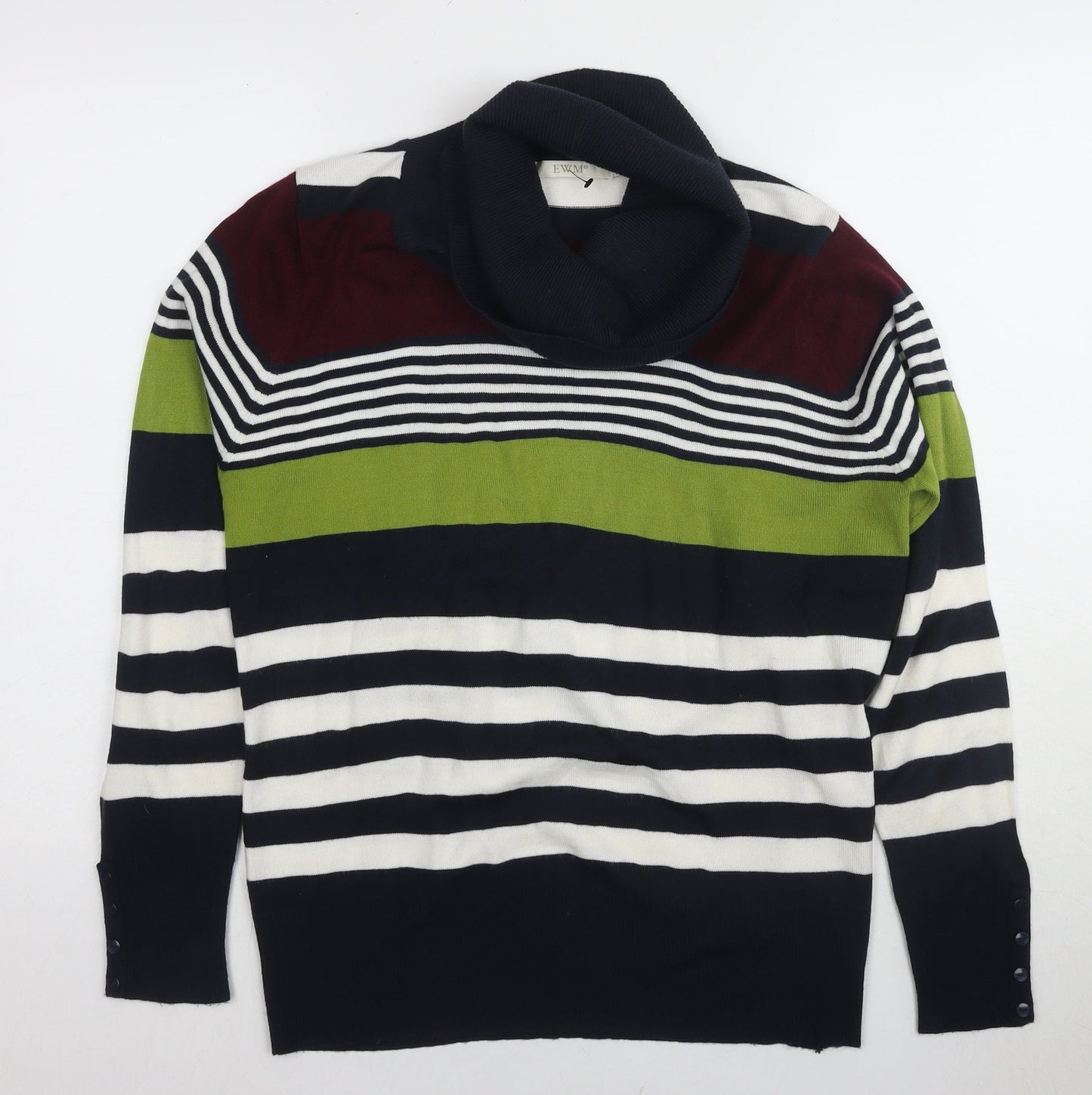 EWM Women's Multicoloured M Striped Pullover Jumper