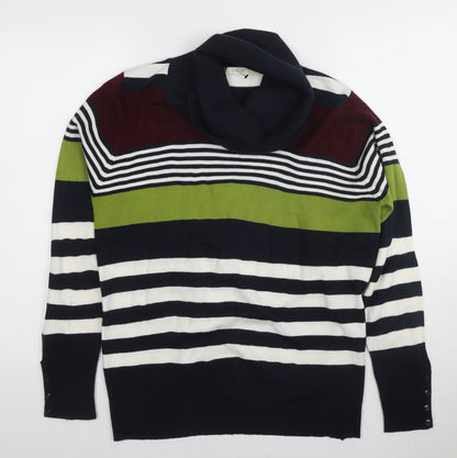 EWM Women's Multicoloured M Striped Pullover Jumper