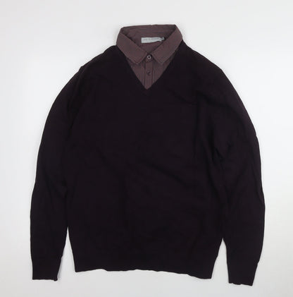 Jack Reid Men's Black V-Neck Pullover Jumper - M