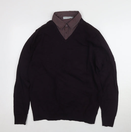 Jack Reid Men's Black V-Neck Pullover Jumper - M