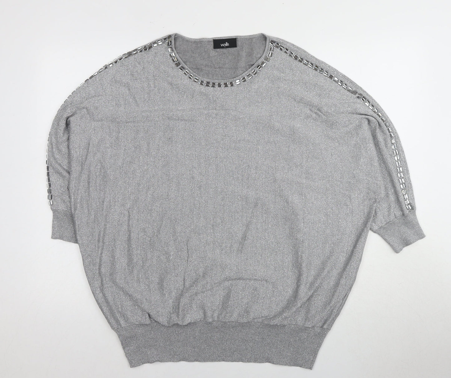 Womens UK Size L Wallis Silver Pullover Jumper