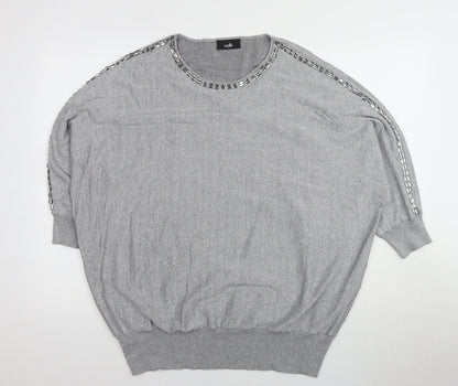 Womens UK Size L Wallis Silver Pullover Jumper