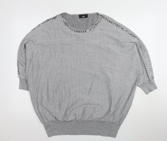 Womens UK Size L Wallis Silver Pullover Jumper