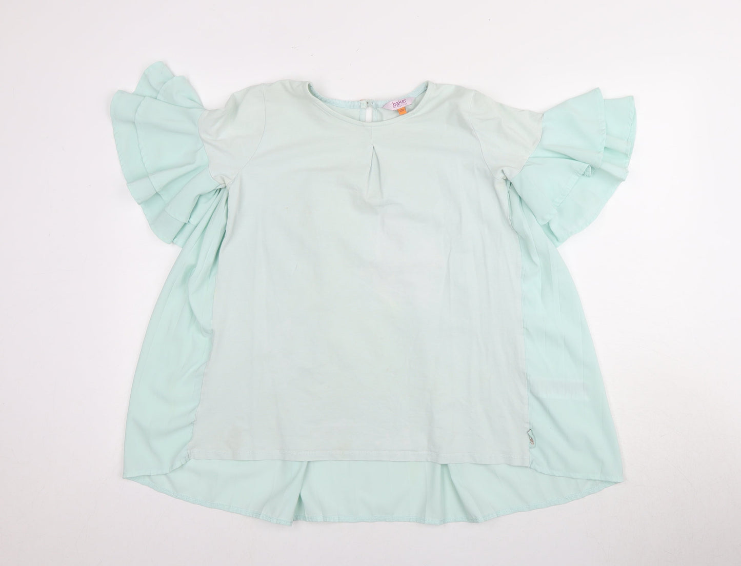 Baker by Ted Baker Girls Green Tunic Blouse 12-13Y, Ruffle Sleeves