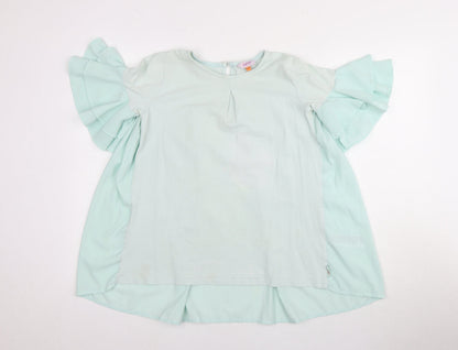 Baker by Ted Baker Girls Green Tunic Blouse 12-13Y, Ruffle Sleeves