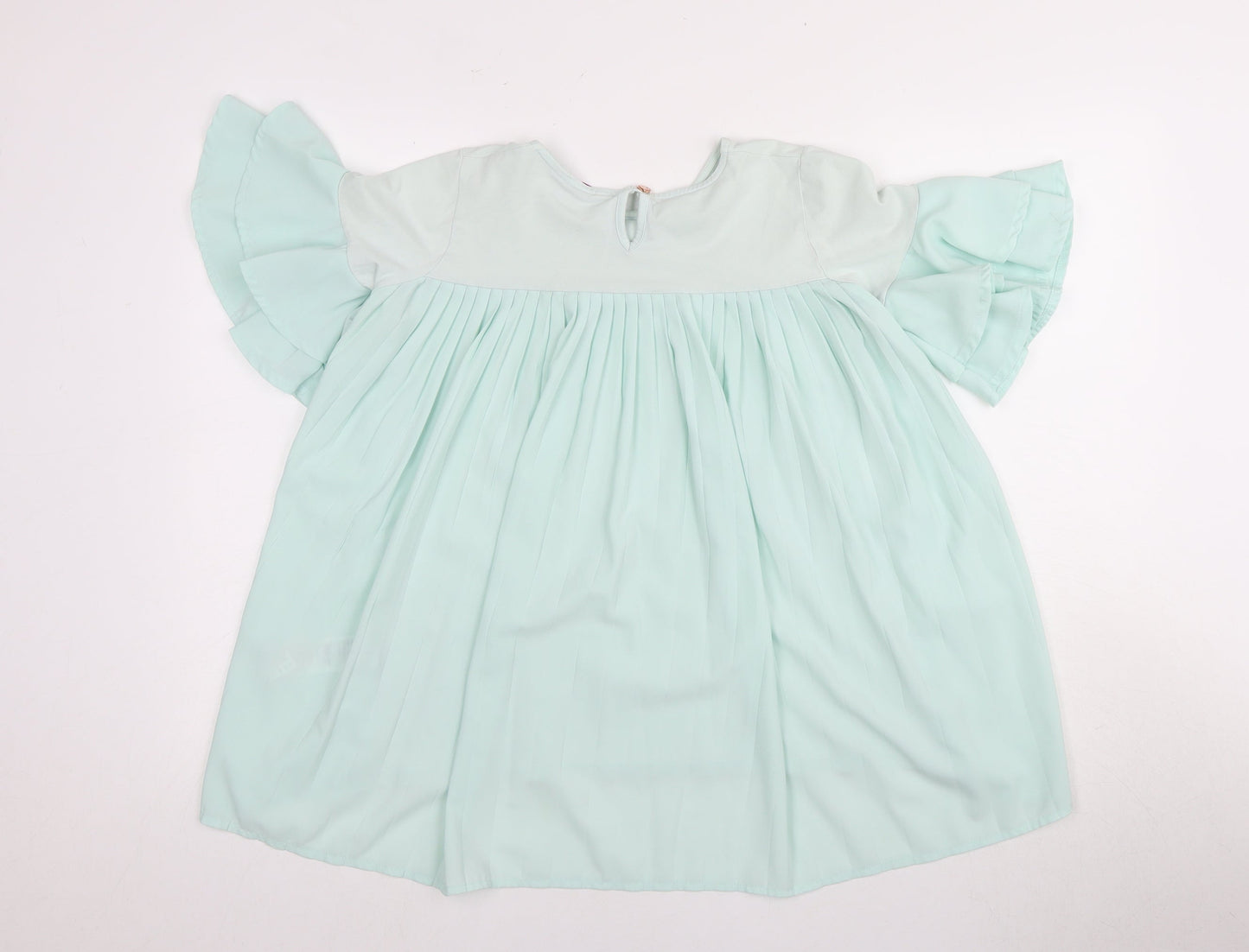 Baker by Ted Baker Girls Green Tunic Blouse 12-13Y, Ruffle Sleeves