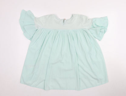 Baker by Ted Baker Girls Green Tunic Blouse 12-13Y, Ruffle Sleeves
