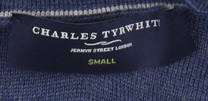Charles Tyrwhitt Men's Blue Wool V-Neck Jumper S