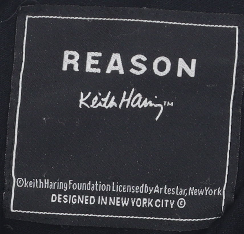 Reason Men's Black Graphic Polo Shirt S - Art Embroidery