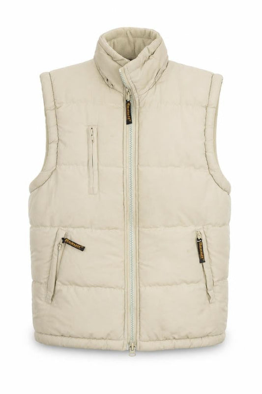 Front view of Result Beige Puffer Waistcoat unisex adults s