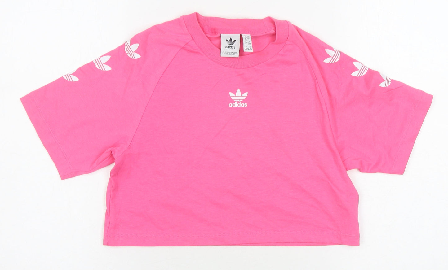 Womens UK Size 4 adidas Pink Cropped T-Shirt