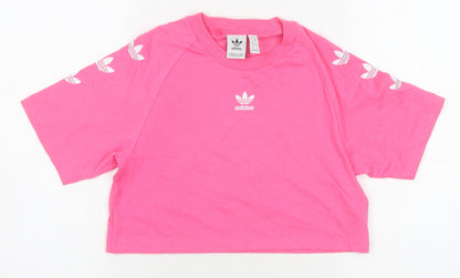 Womens UK Size 4 adidas Pink Cropped T-Shirt