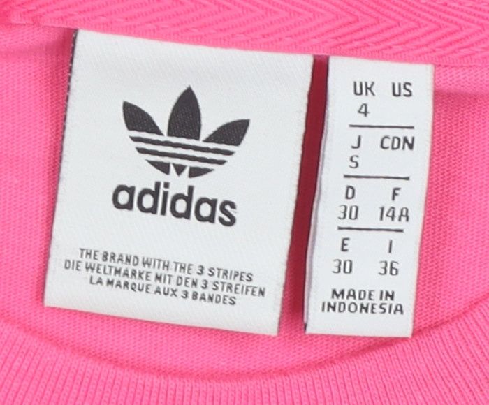Womens UK Size 4 adidas Pink Cropped T-Shirt
