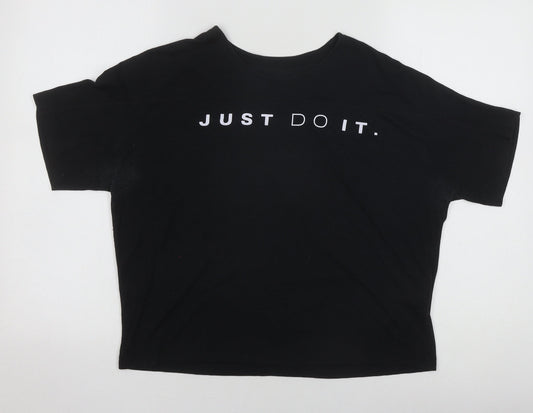 Nike Black Unisex T-Shirt, Large, Crew Neck, Sports