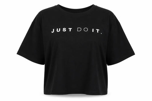Front view of Nike Black unisex t-shirt, large, crew neck, sports