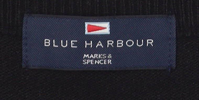 Marks and Spencer Men's XL Black Striped V-Neck Jumper