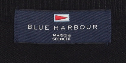 Marks and Spencer Men's XL Black Striped V-Neck Jumper