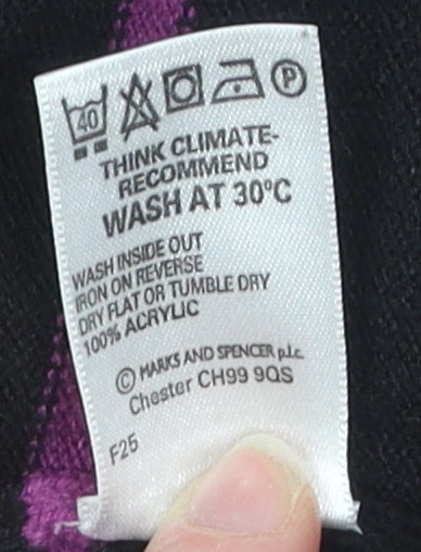 Marks and Spencer Men's XL Black Striped V-Neck Jumper