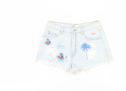 Cropp Women's Blue Cut-Off Denim Shorts Size 8