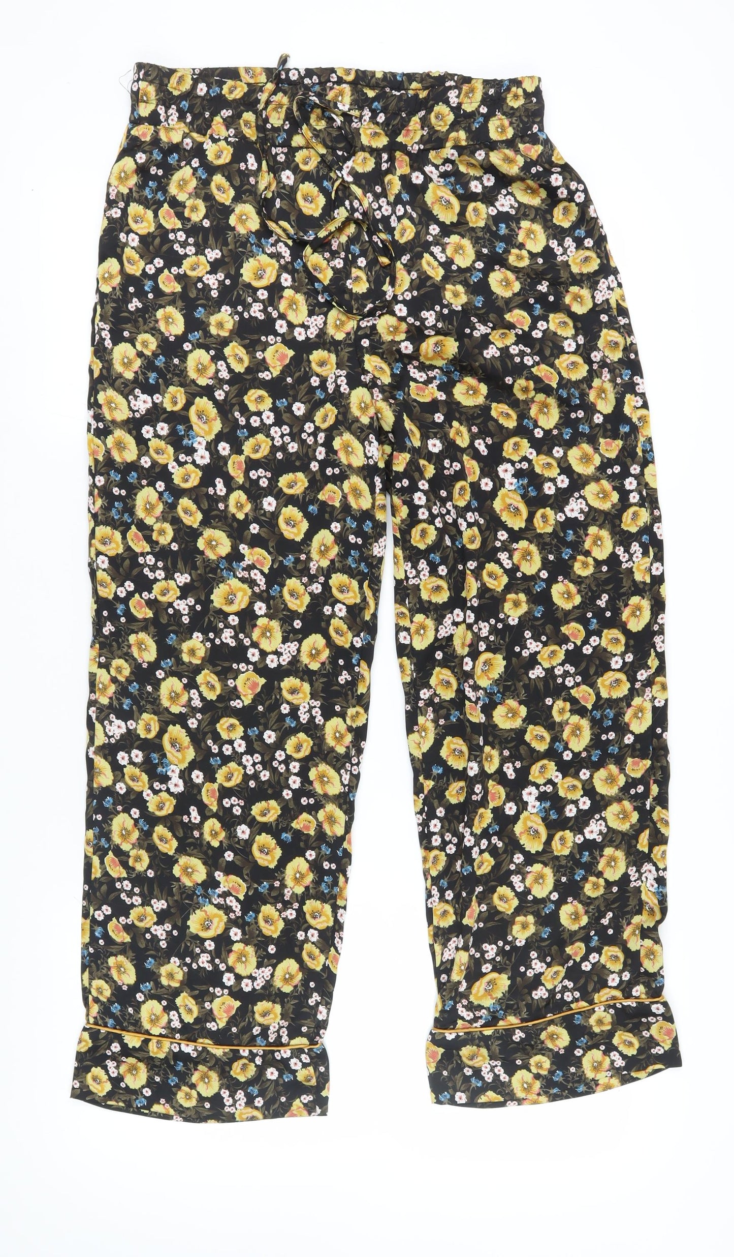 Womens UK Size L ICHI Regular Fit Cropped Multicoloured Trousers