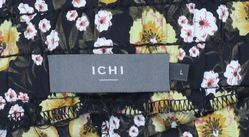 Womens UK Size L ICHI Regular Fit Cropped Multicoloured Trousers