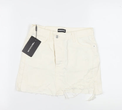 PrettyLittleThing Women's Ivory Mini Skirt - Size 6