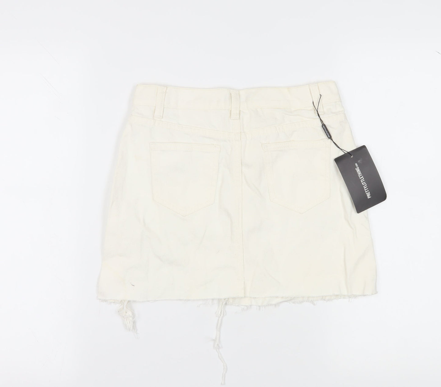 PrettyLittleThing Women's Ivory Mini Skirt - Size 6