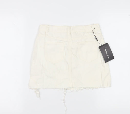 PrettyLittleThing Women's Ivory Mini Skirt - Size 6