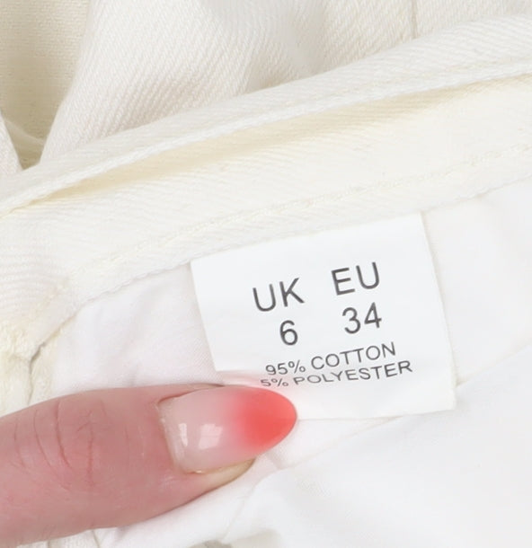 PrettyLittleThing Women's Ivory Mini Skirt - Size 6