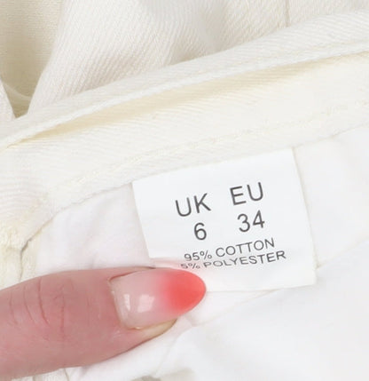 PrettyLittleThing Women's Ivory Mini Skirt - Size 6