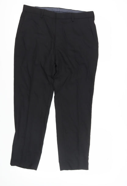 Marks and Spencer Men's Black Wool Blend Dress Pants