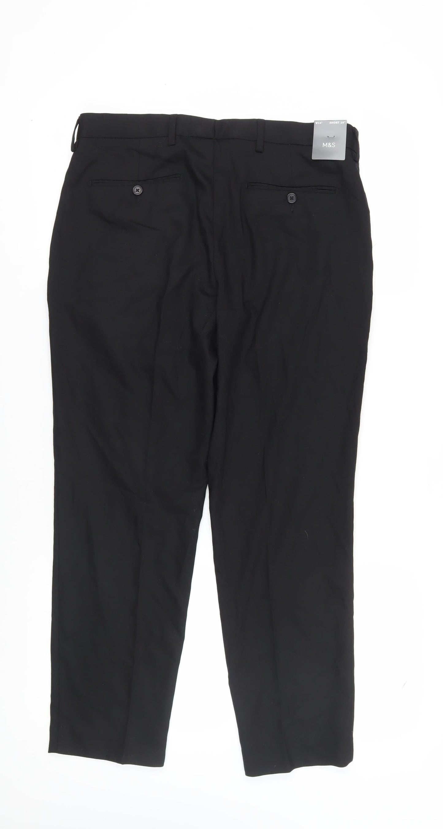 Marks and Spencer Men's Black Wool Blend Dress Pants