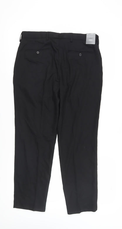 Marks and Spencer Men's Black Wool Blend Dress Pants
