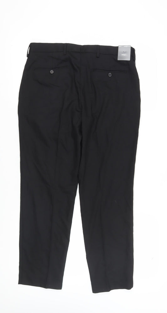 Marks and Spencer Men's Black Wool Blend Dress Pants