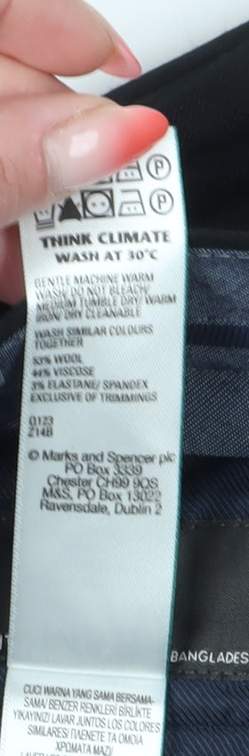 Marks and Spencer Men's Black Wool Blend Dress Pants